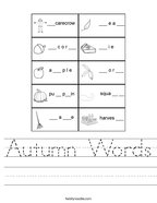 Autumn Words Handwriting Sheet