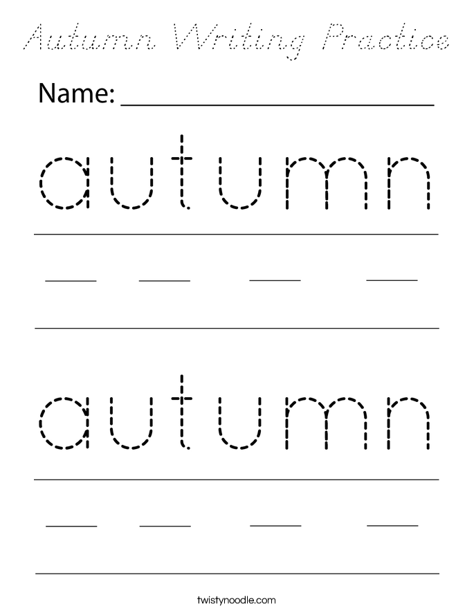 Autumn Writing Practice Coloring Page