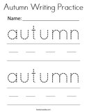 Autumn Writing Practice Coloring Page