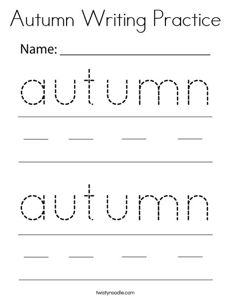 Autumn Writing Practice Coloring Page