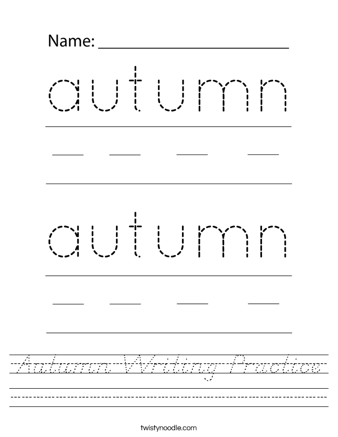 Autumn Writing Practice Worksheet