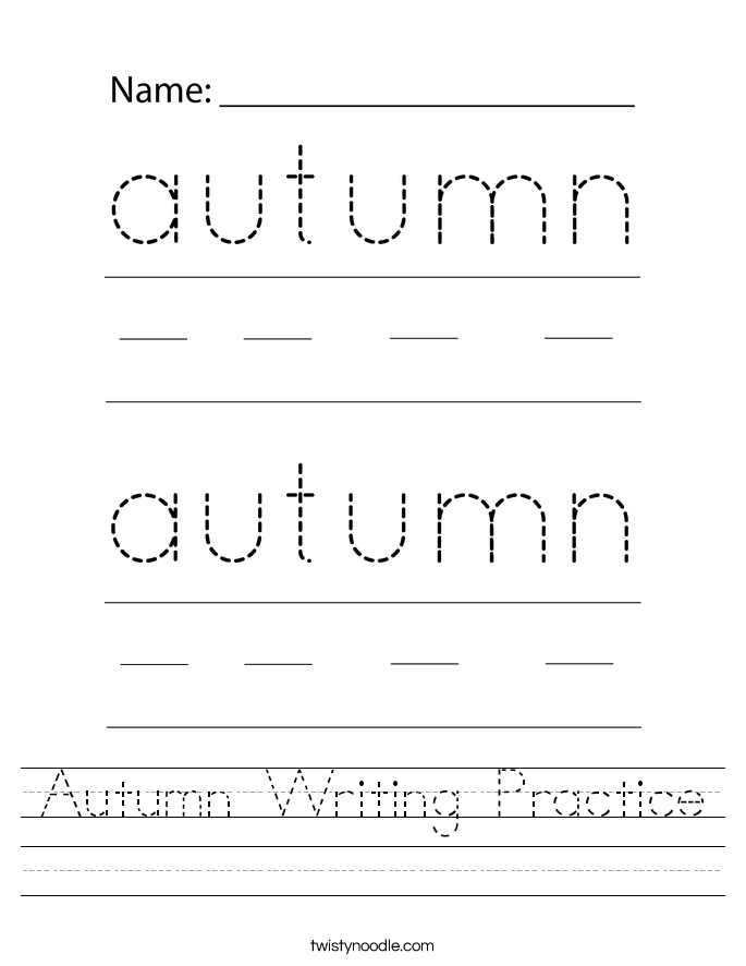 Autumn Writing Practice Worksheet