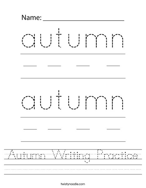 Autumn Writing Practice Worksheet