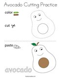 Avocado Cutting Practice Coloring Page