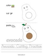 Avocado Cutting Practice Handwriting Sheet