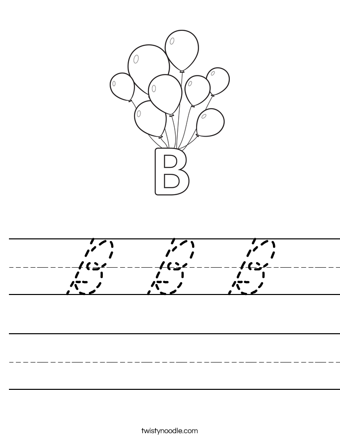 B B B Worksheet - Cursive - Twisty Noodle