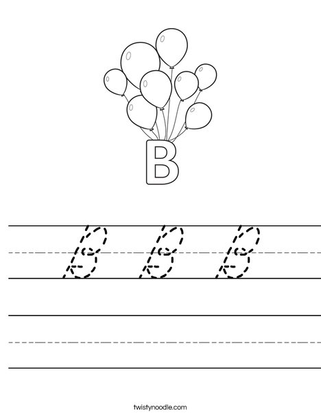 B B B Worksheet - Cursive - Twisty Noodle