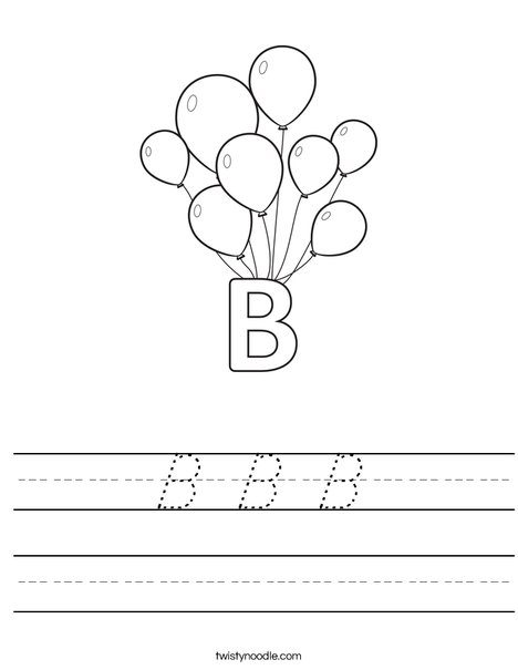 B B B Worksheet - D'Nealian - Twisty Noodle