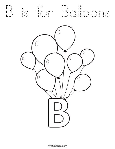 B Balloons Coloring Page