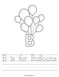 B is for Balloons Worksheet