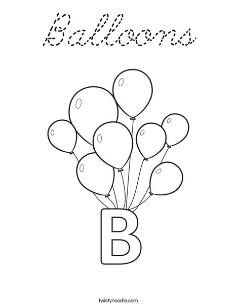 B Balloons Coloring Page