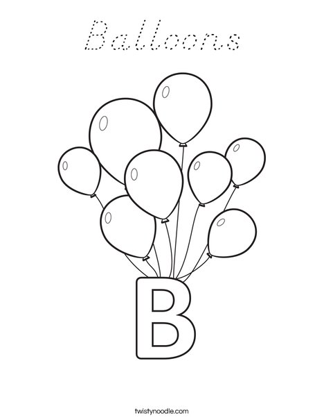 B Balloons Coloring Page
