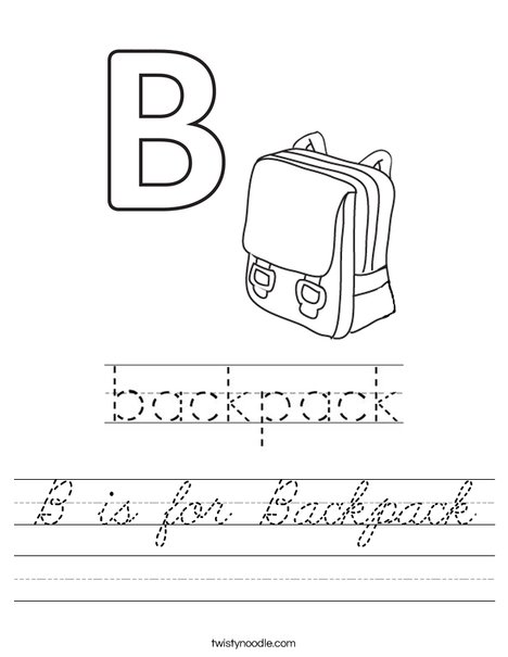 B is for Backpack Worksheet