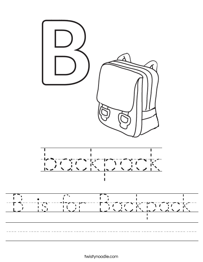 B is for Backpack Worksheet