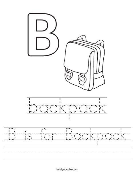 B is for Backpack Worksheet - Twisty Noodle b-is-for-backpack-worksheet-twisty-noodle