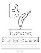 B is for Banana Handwriting Sheet