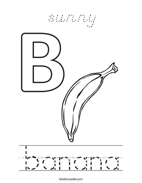 B is for Banana! Coloring Page