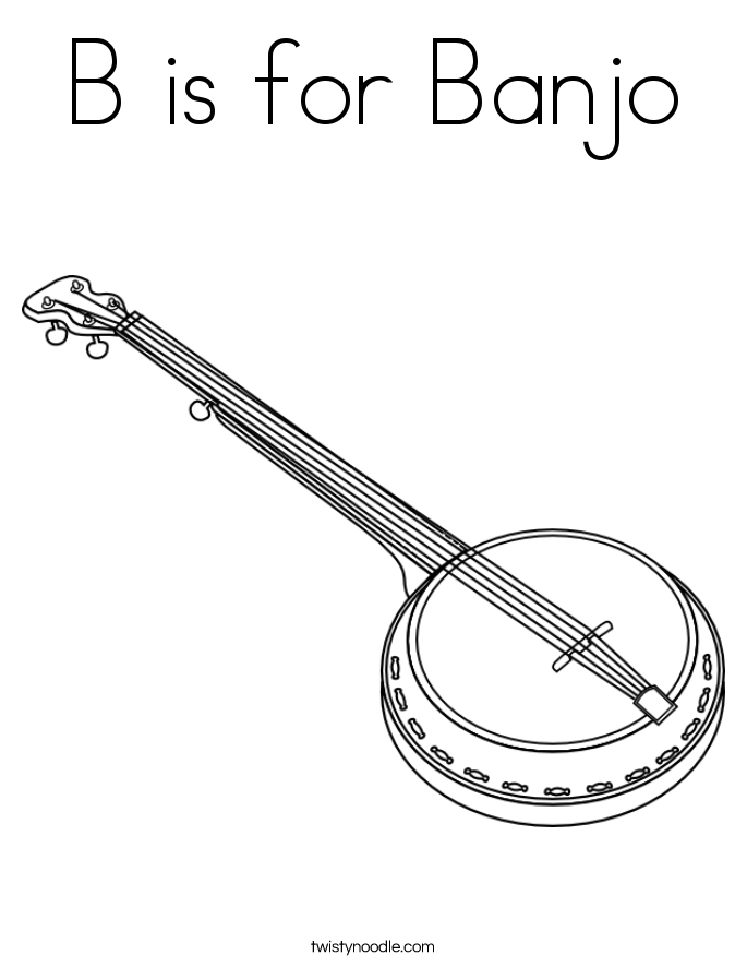 B is for Banjo Coloring Page