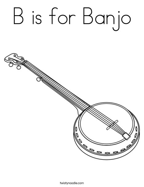 B is for Banjo Coloring Page