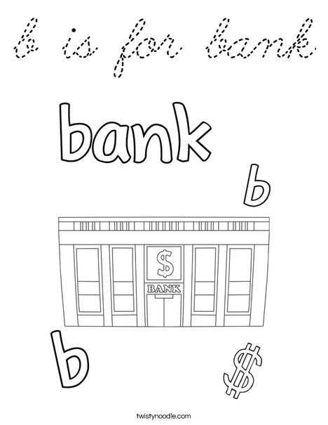 B is for Bank Coloring Page