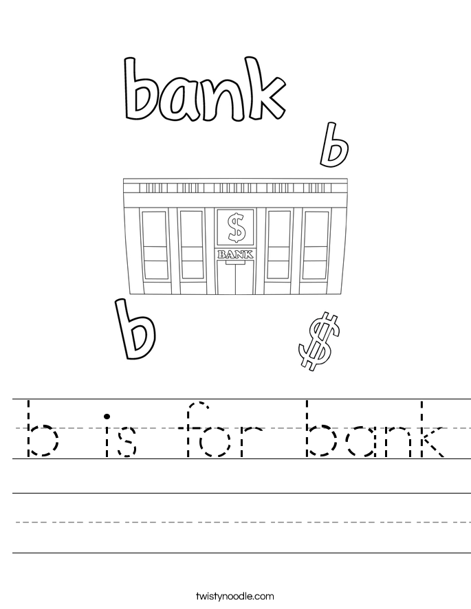b is for bank Worksheet