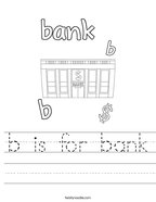 b is for bank Handwriting Sheet