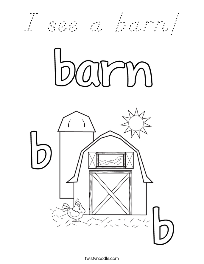 I see a barn! Coloring Page