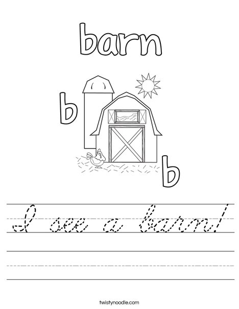 b is for barn Worksheet