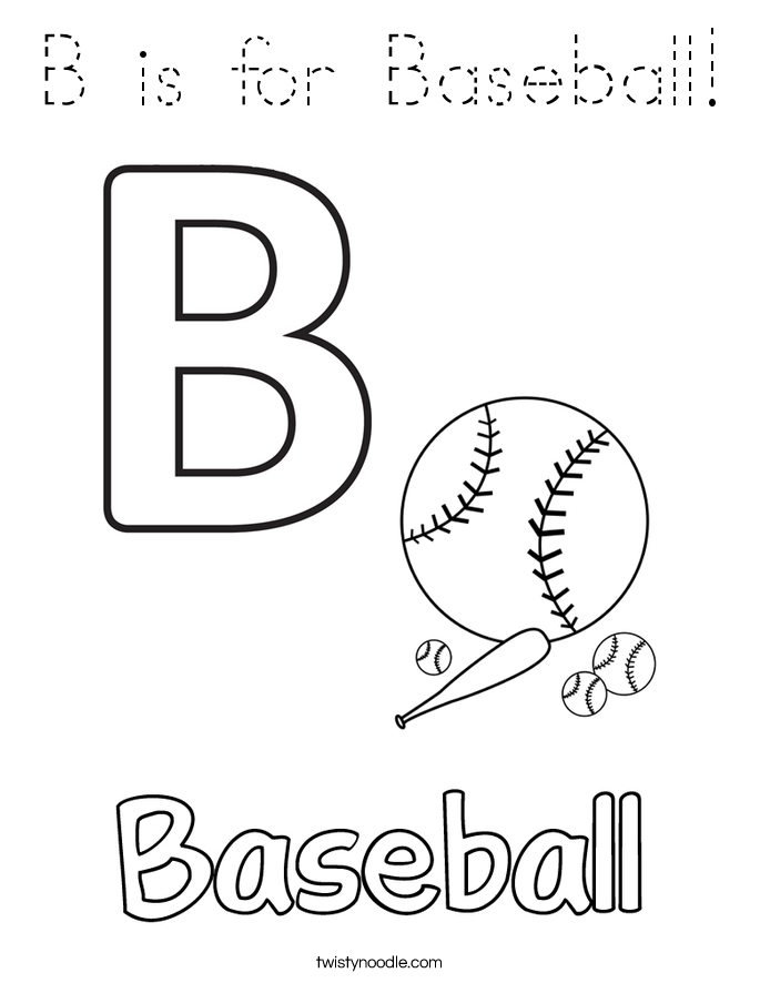 B is for Baseball! Coloring Page