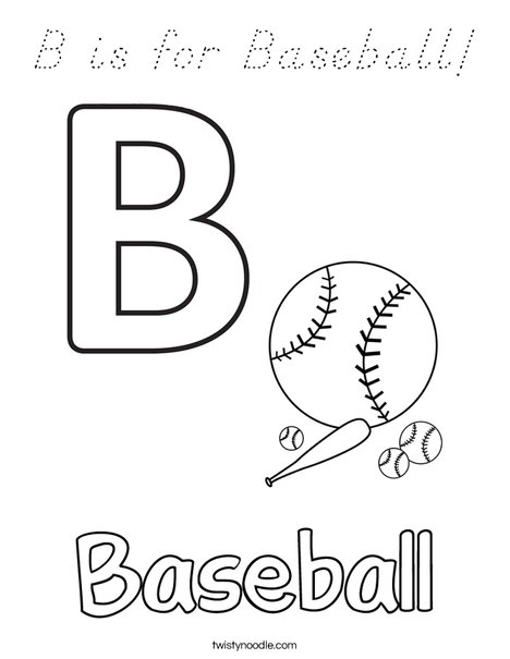 B is for baseball Coloring Page