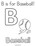 B is for Baseball Coloring Page