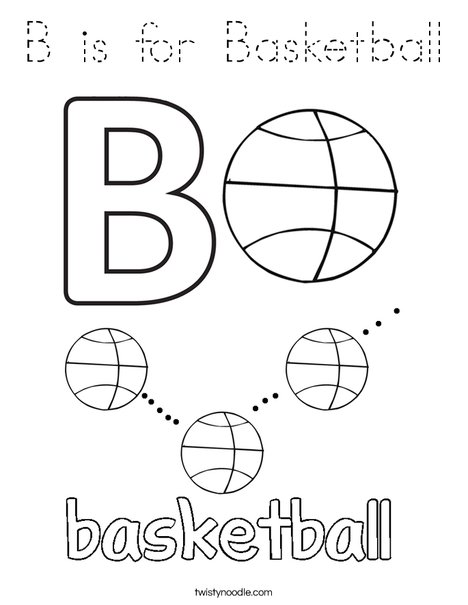 B is for Basketball Coloring Page