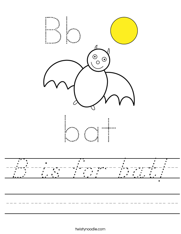 B is for bat! Worksheet