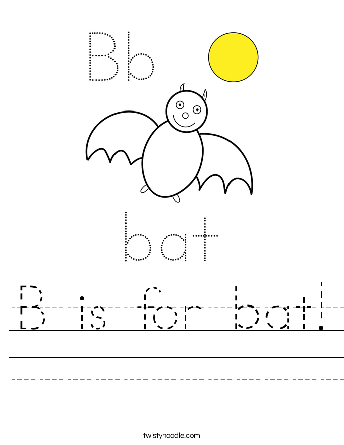 B Is For Bat Worksheet - Twisty Noodle