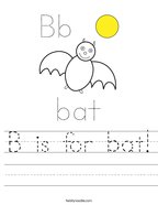 B is for bat Handwriting Sheet