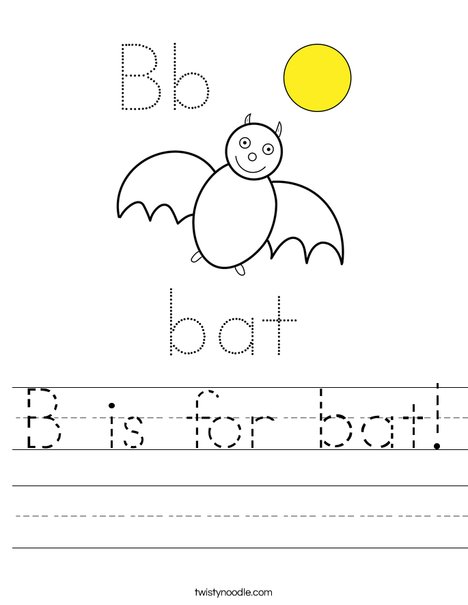 B Is For Bat Worksheet - Twisty Noodle