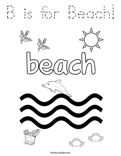 B is for Beach! Coloring Page