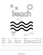 free printable nature worksheets B is for Beach Handwriting Sheet