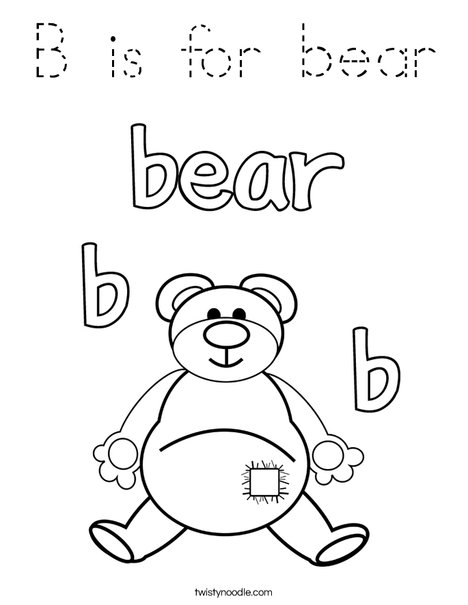 B is for bear Coloring Page