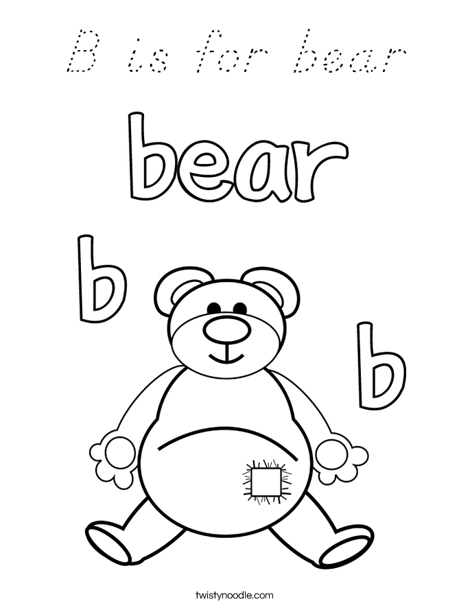 B is for bear Coloring Page