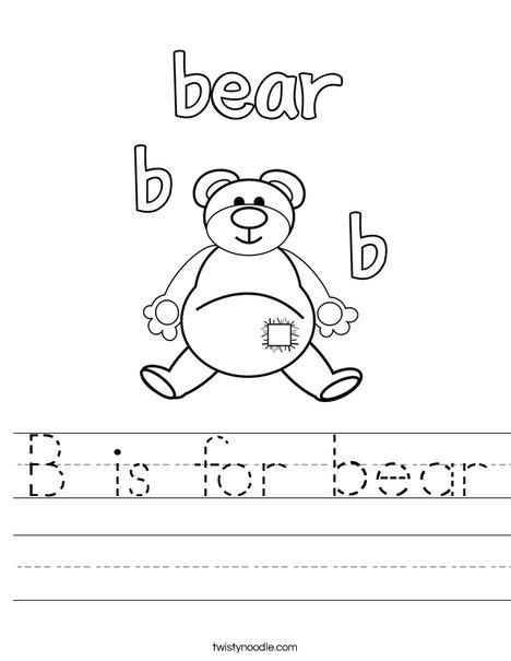 B Is For Bear Worksheet - Twisty Noodle