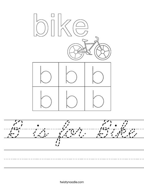 B is for Bike Worksheet