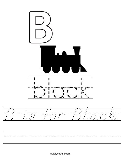 B Is For Black Worksheet - D'Nealian - Twisty Noodle