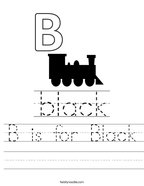 colors worksheet B is for Black Handwriting Sheet