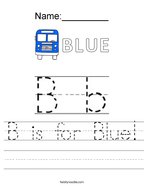 B is for Blue Handwriting Sheet
