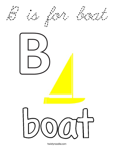 B is for boat Coloring Page