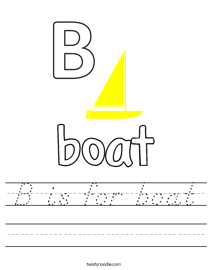 b is for boat worksheet dnealian twisty noodle