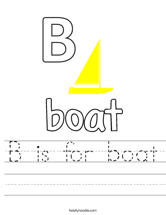 b is for boat worksheet twisty noodle