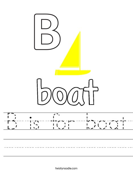 b is for boat worksheet twisty noodle
