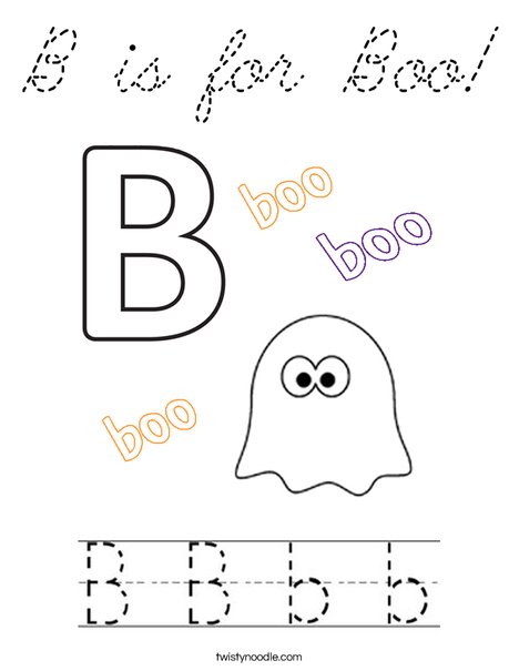 B is for Boo! Coloring Page